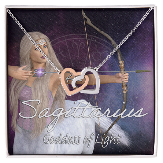 Sagittarius Goddess Interlocking Hearts Necklace