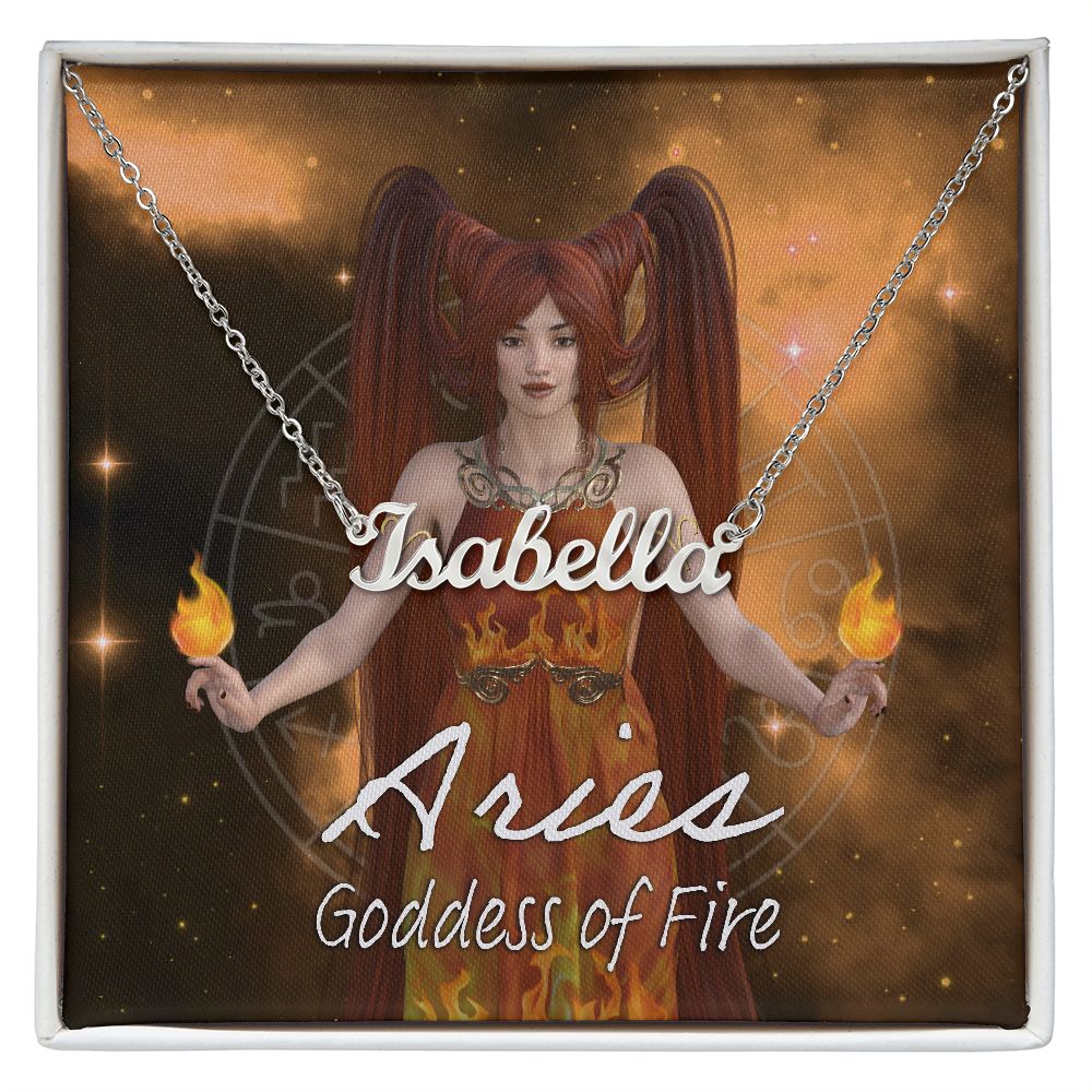 More Than Charms Aries Personalized Name Necklace