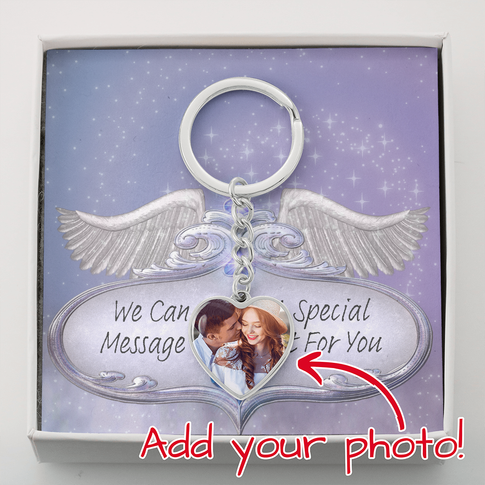 Photo Heart Keychain with Custom Designed Message Card