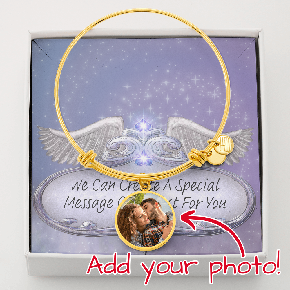 More Than Charms Circle Bangle with your own photo and Customized Message Card