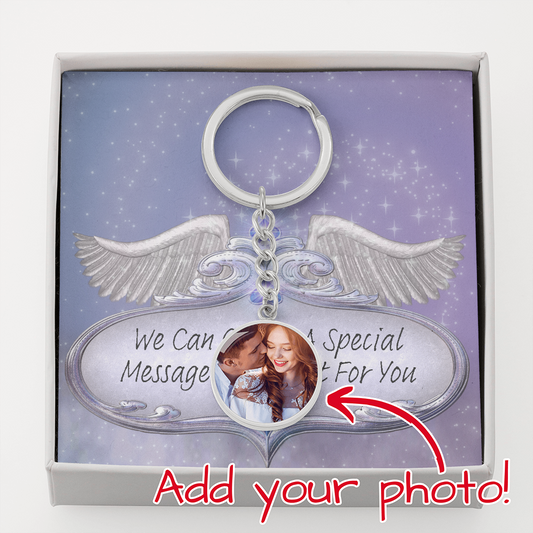 Circle Photo Keychain and Custom Designed Message Card